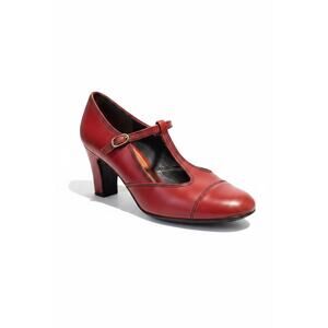 Vintage Indigo by Clarks Red Leather T-Strap Mary Jane Heels Retro 40s/50s Style